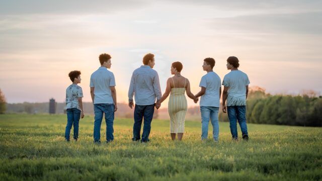 family, sunset, field, portrait, people, poc, nature, bipoc